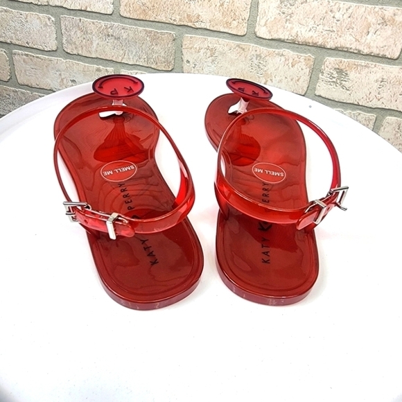 KATY PERRY Scented Red Jelly Sandals Size 10 - Picture 4 of 8